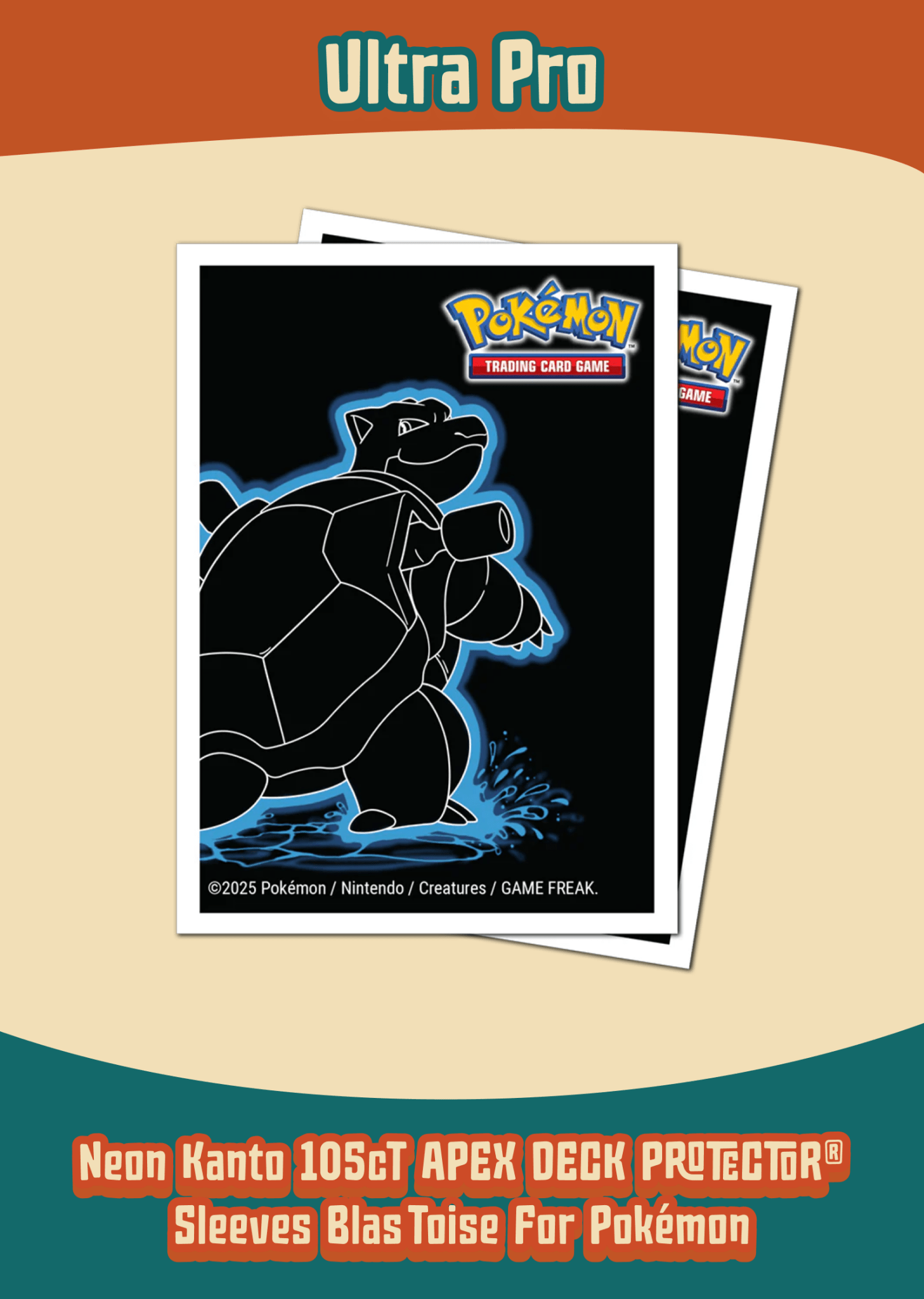 Ultra PRO Neon Kanto APEX Deck Protector Sleeves – Blastoise (105ct, Pokémon TCG) - Delightful TCG