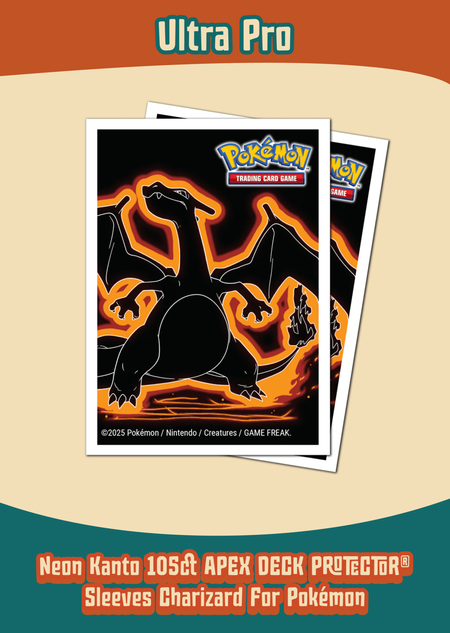 Ultra PRO Neon Kanto APEX Deck Protector Sleeves – Charizard (105ct, Pokémon TCG) - Delightful TCG