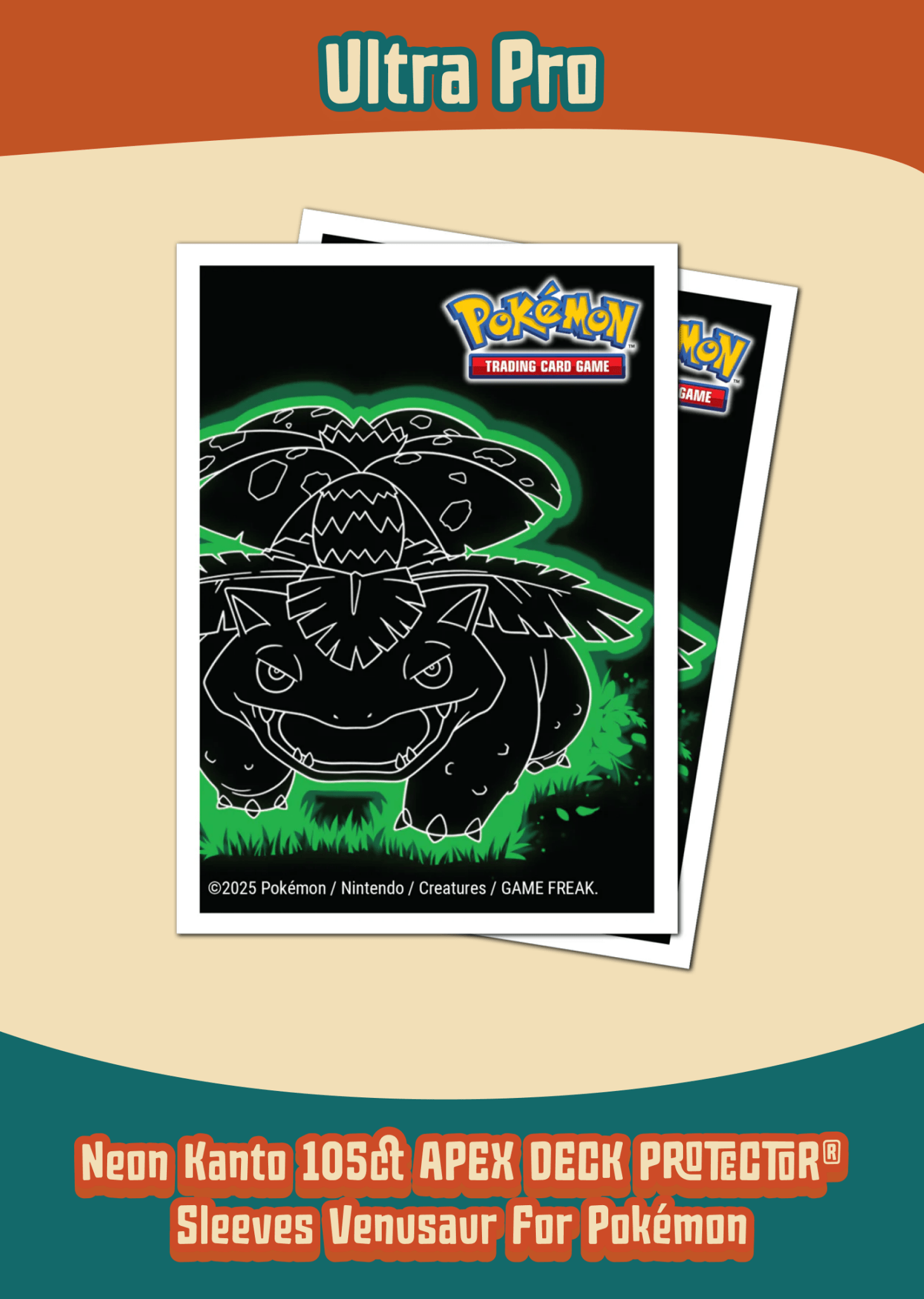 Ultra PRO Neon Kanto APEX Deck Protector Sleeves –Venasaur (105ct, Pokémon TCG) - Delightful TCG